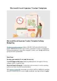 Microsoft Excel Expense Tracker Template