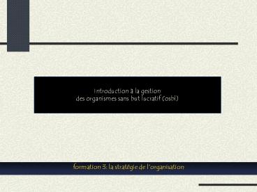 Gestion 3 - La stratégie de l'organisme