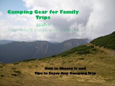Camping Gear for Family Trips