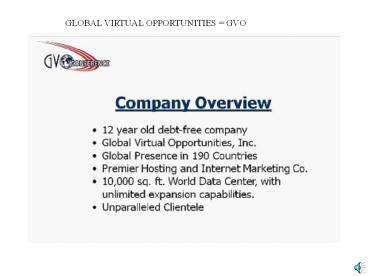 GVO Conference Update December 18 2010