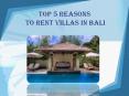 Top 5 Reasons to Rent Villas in Bali