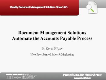 Document Management Solutions Automate the Accounts Payable Process