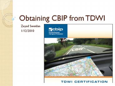 Obtaining CBIP from TDWI