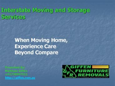 Interstate Moving and Storage Services