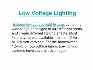 Low Voltage Lighting