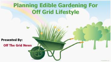 Planning Edible Gardening For Off Grid Lifestyle