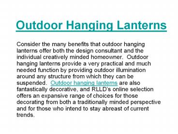 Outdoor Hanging Lanterns