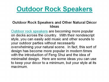Outdoor Rock Speakers