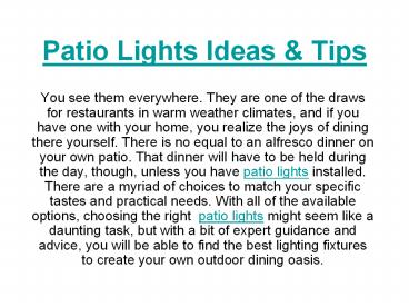 Patio Lights Ideas & Tips