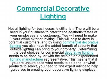 Commercial Decorative Lighting