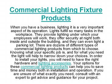 Commercial Lighting Fixture Products