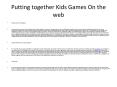 Putting together Kids Games On the web PowerPoint PPT Presentation