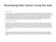 Developing Kids Games Using the web PowerPoint PPT Presentation