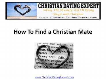 How To Find A Christian Mate