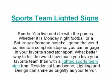 Sport Team Lighted Signs