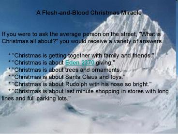 A Flesh-and-Blood Christmas Miracle