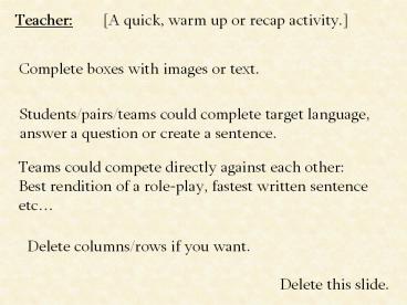 Interactive TEFL Game: Bomb Game