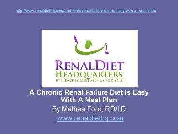 Chronic Renal Failure Diet