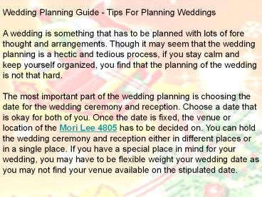 Wedding Planning Guide - Tips For Planning Weddings