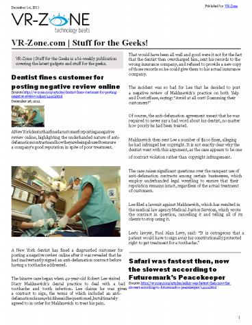 VR-Zone Tech News for the Geeks Dec 2011 Issue