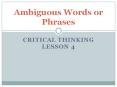 Lesson Four: Ambiguous Terms and Phrases PowerPoint PPT Presentation