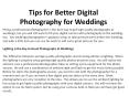 Tips for Better Digital Photography for Weddings PowerPoint PPT Presentation