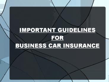 Business Car Insurance