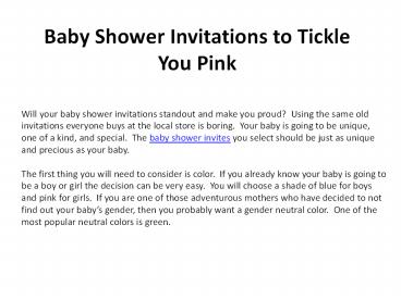 Baby Shower Invitations to Tickle You Pink