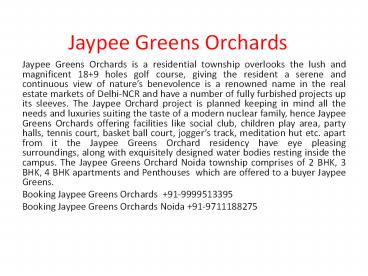 Jaypee Greens Orchards