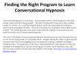 Finding the Right Program to Learn Conversational Hypnosis PowerPoint PPT Presentation