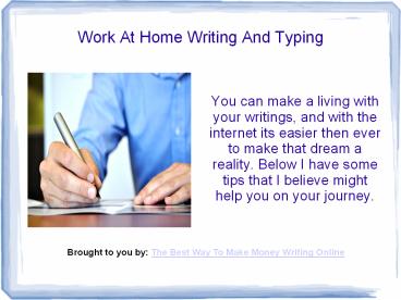 Work At Home Writing And Typing