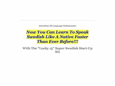 Learn Swedish Super Fast And Easy