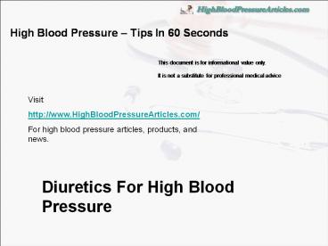 Using Diuretics For Your Hypertension