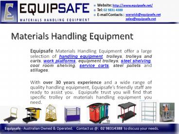 Equipsafe Materials Handling Equipment
