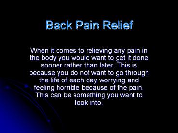 Back Pain Relief