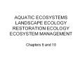 AQUATIC ECOSYSTEMS LANDSCAPE ECOLOGY RESTORATION ECOLOGY ECOSYSTEM MANAGEMENT PowerPoint PPT Presentation