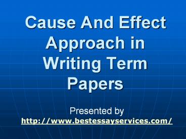 Cause and effect essay