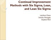 Continual Improvement Methods with Six Sigma, Lean, and Lean Six Sigma
