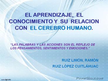 EL APRENDIZAJE Y EL CEREBRO HUMANO