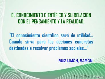La ciencia y su relación con la realidad