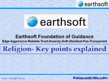 Earthsoft Foundation of Guidance -Religious-18 Sins-9 Holy Points- 12 Promises