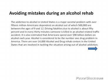 Avoiding mistakes during an alcohol rehab