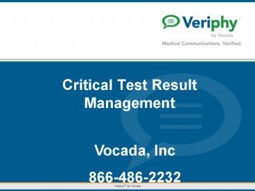 Critical Test Result Management