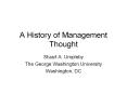 A History of Management Thought PowerPoint PPT Presentation