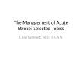 The Management of Acute Stroke: Selected Topics PowerPoint PPT Presentation