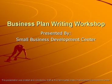 Business Plan Writing Workshop