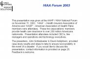 HIAA Forum 2003