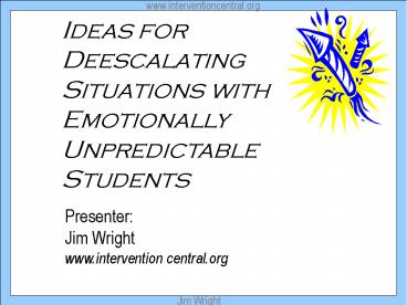 Ideas for Deescalating Situations with Emotionally Unpredictable Students