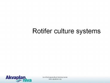 Live food aquaculture training course