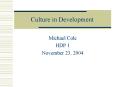 Culture in Development PowerPoint PPT Presentation